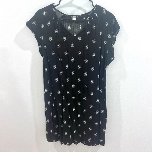 Old navy black and white ditsy floral flutter sleeve dress size XS - Picture 4 of 8
